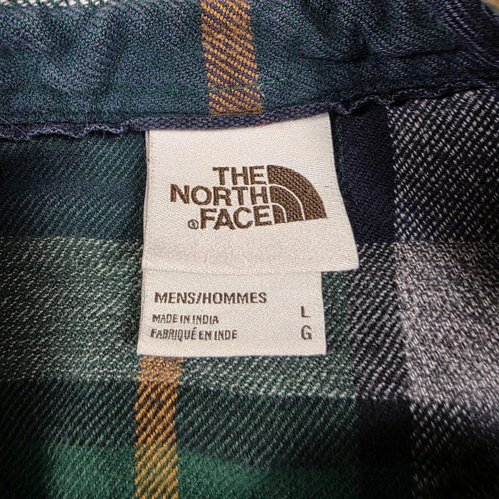 The North Face Flannel Mens Large Green Plaid Medium Wash